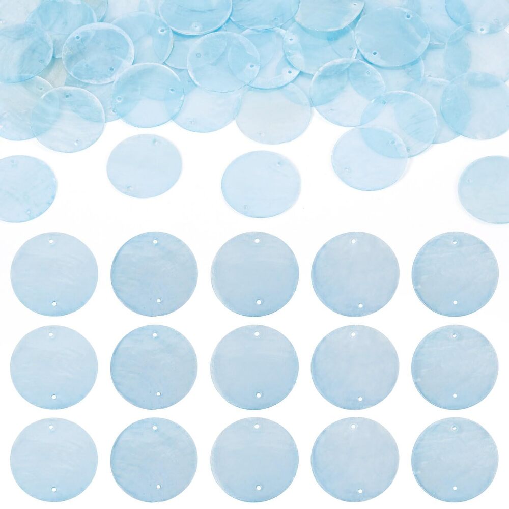 2828 50Pcs Flat Round Natural Shell Connector Charms Disc Coin Seashell